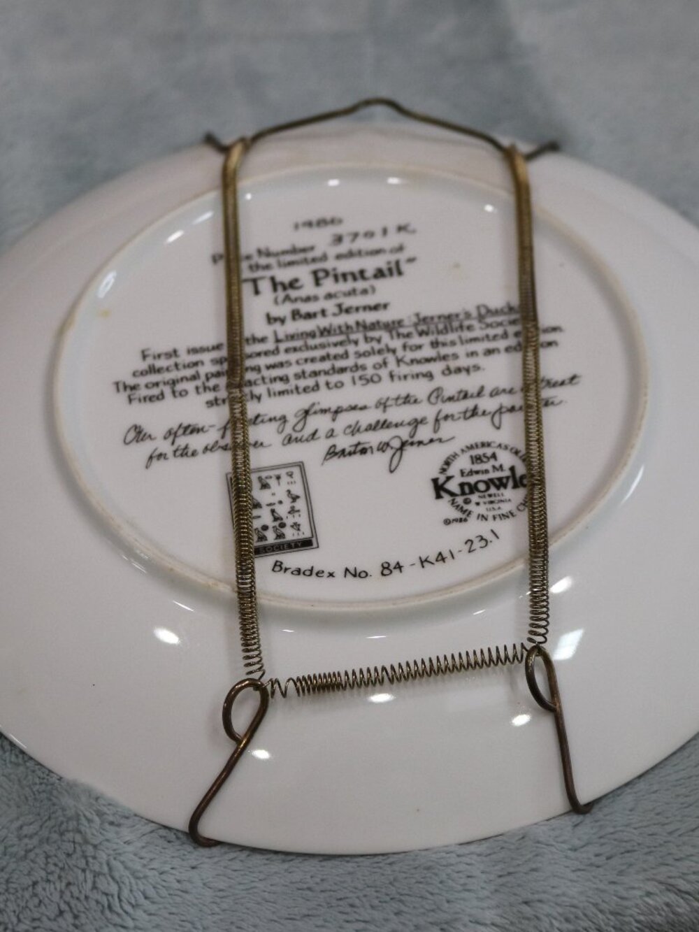 The Bradford Exchange vintage 1986 "The Pintail" collector's plate.
